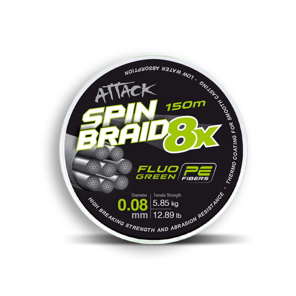 FIR ATTACK SPINBRAID X8 150M 0.08MM FLUO GREEN 