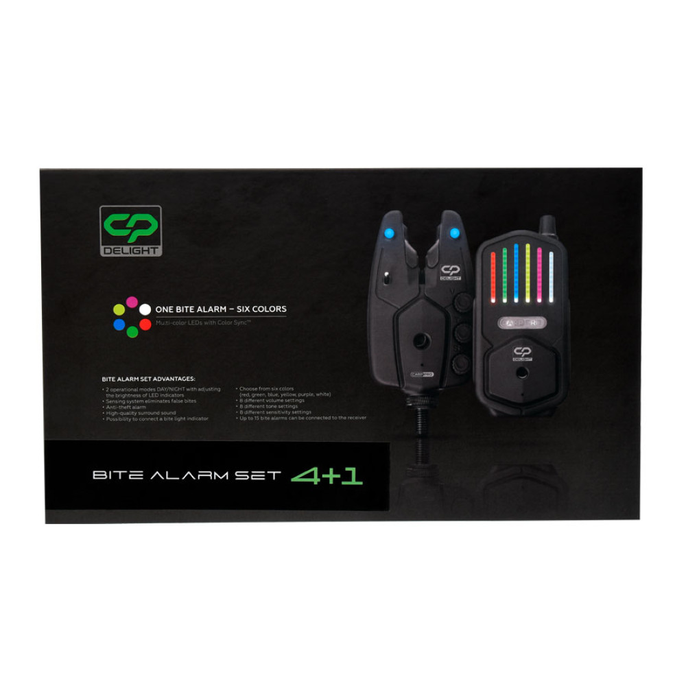 SET AVERTIZORI DELIGHT BITE ALARM 4+1 Multicolor + husa neopren 