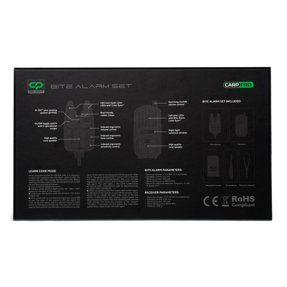 SET AVERTIZORI DELIGHT BITE ALARM 3+1 Multicolor + husa neopren 