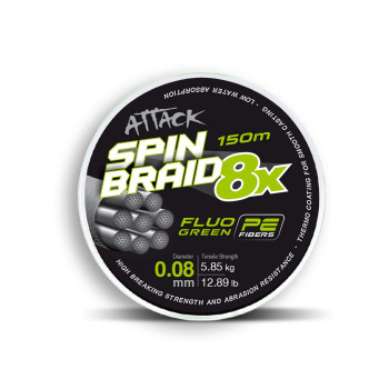 FIR ATTACK SPINBRAID X8 150M 0.16MM FLUO GREEN 
